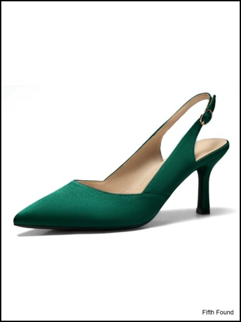 Satin Kitten Heel Slingback Pumps Closed Pointed Toe Dress Shoes